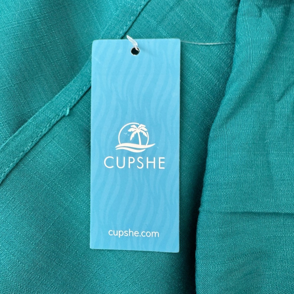 Cupshe Teal Green Aqua Twist Front Tie Back Cutout Maxi Dress Summer Beach Small - Picture 9 of 11